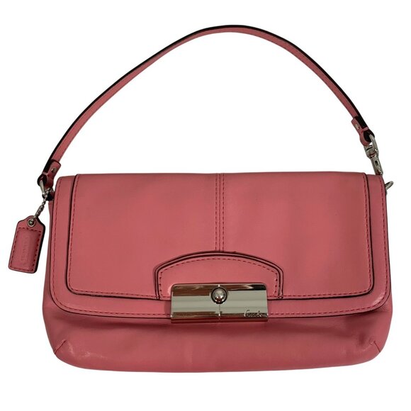 COACH Kristen Leather Large Flap Wristlet Barbie Pink Wallet Purse Bag NICE - Picture 1 of 10